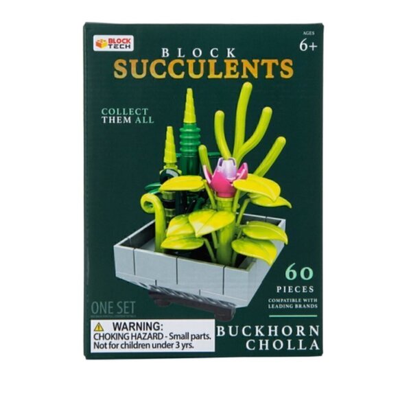 Block Tech Succulents Block Set Buckhorn Cholla NWT Building Activity Toy Plant - Picture 1 of 6